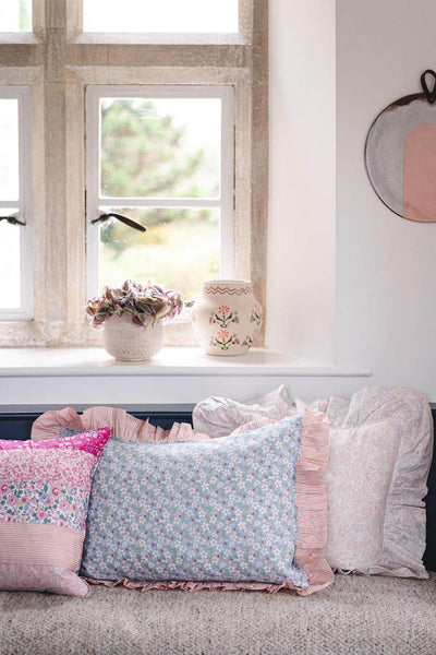 Ruffle Cushion made with Liberty Fabric BETSY LACE