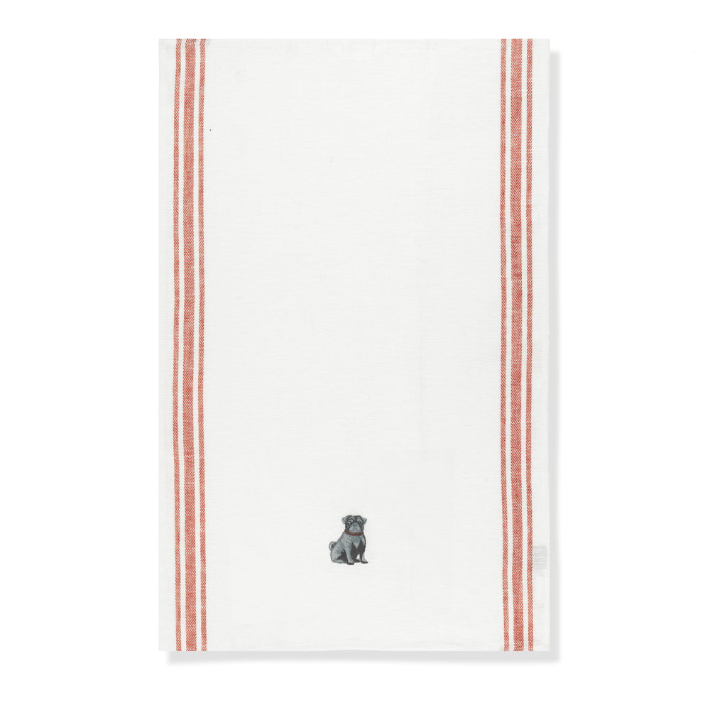 Kitchen Towel with Pug Embroidery