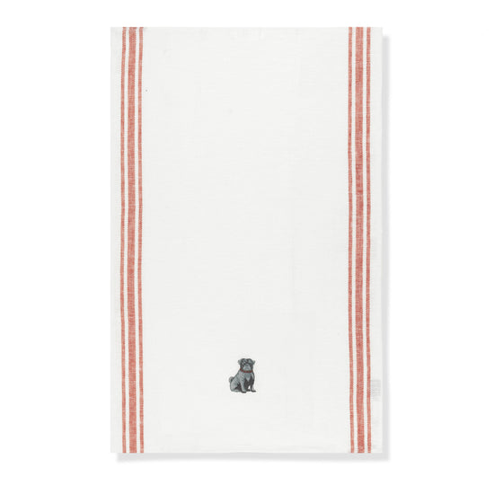 Kitchen Towel with Pug Embroidery