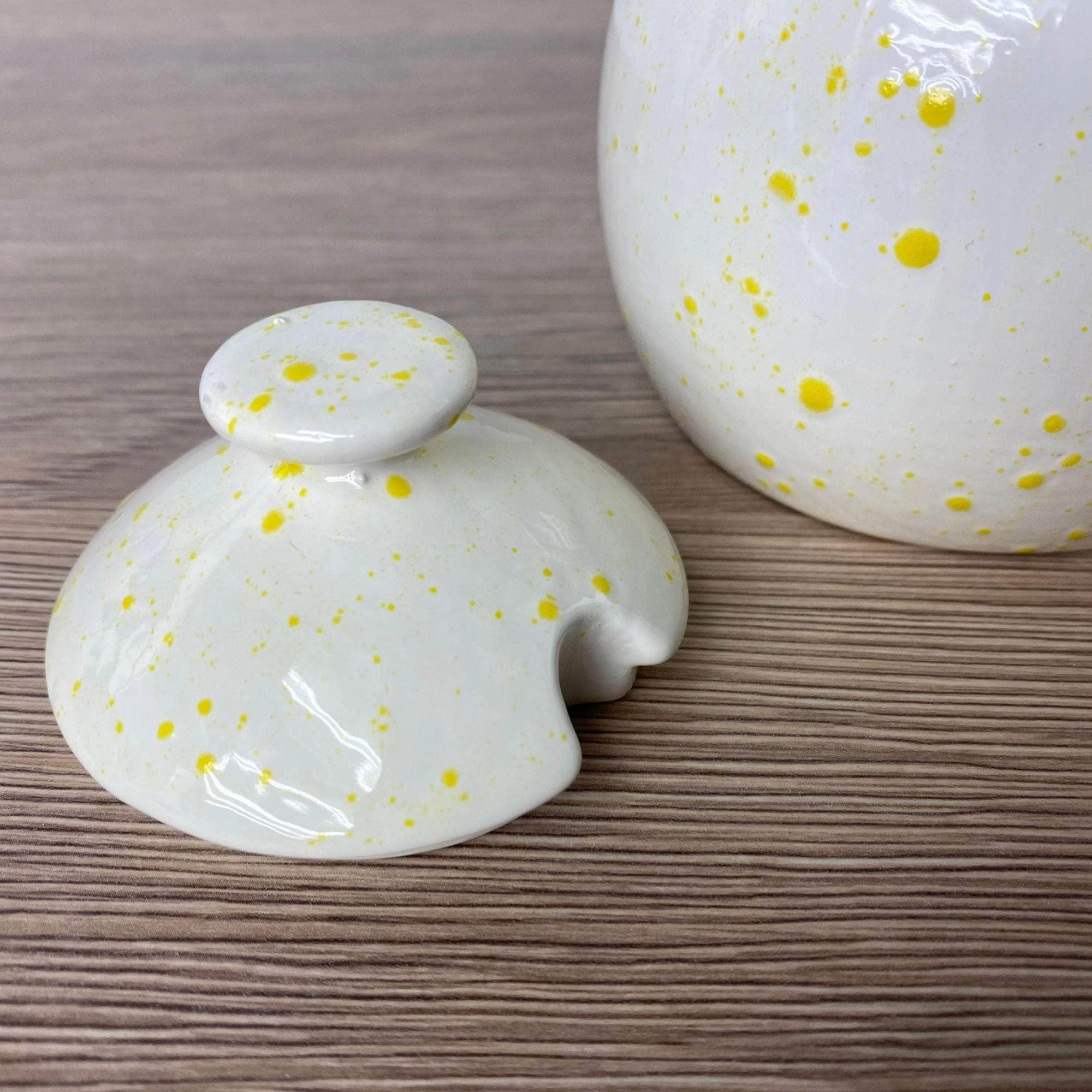Sugar Bowl White with Yellow Spots