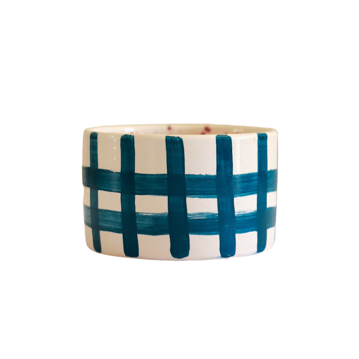 Petrol Plaid Handmade Ceramic Soup Bowl