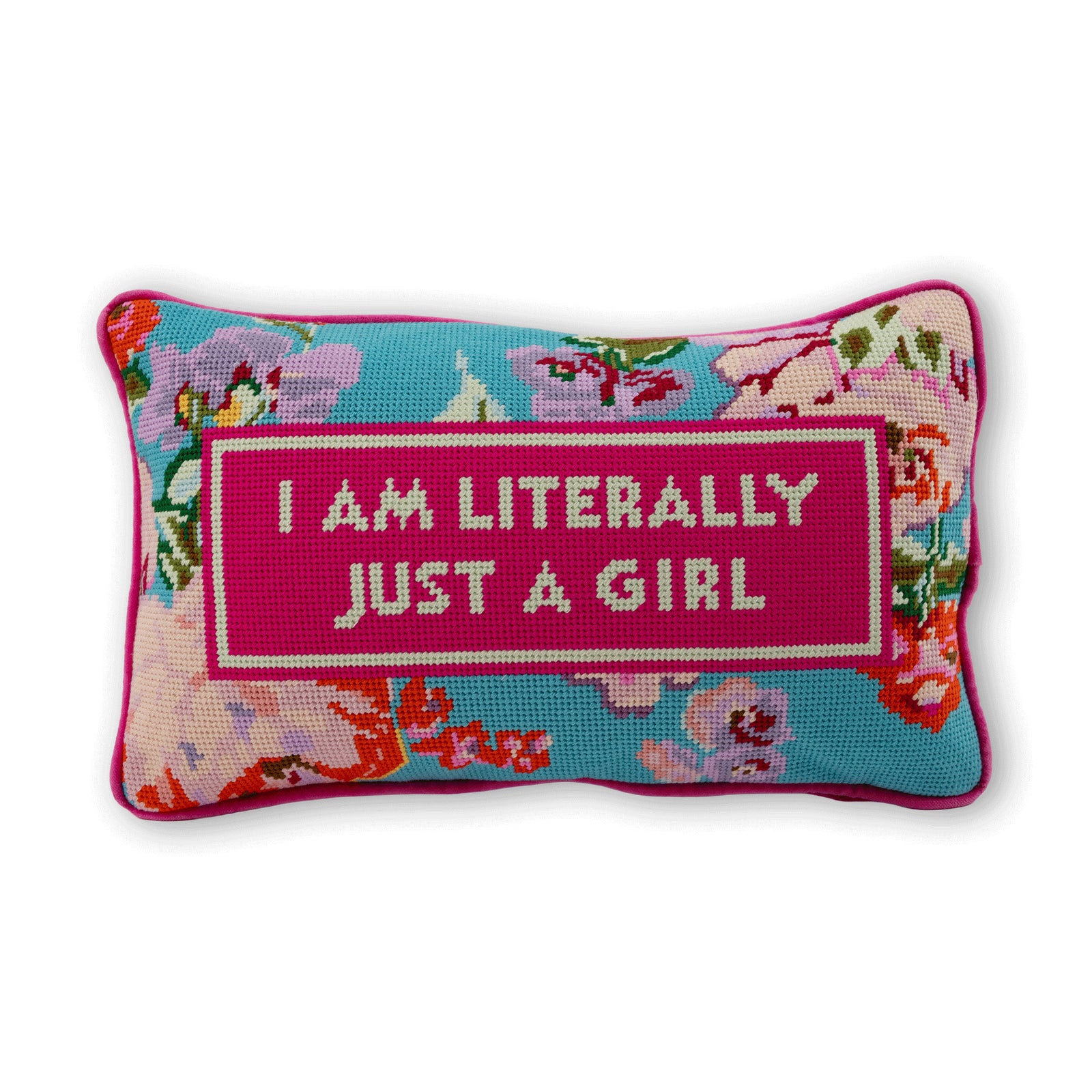 Just A Girl Needlepoint Pillow-