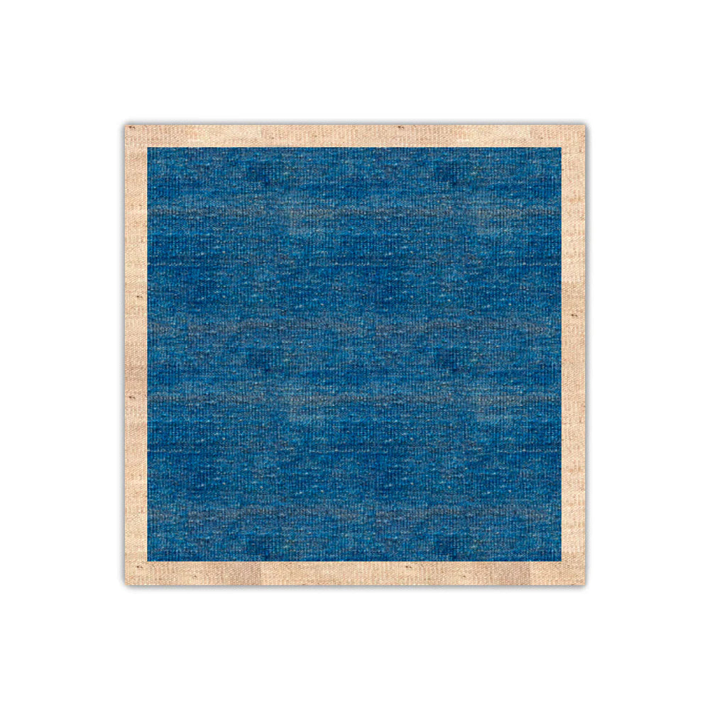 Sky Blue with Cream Border Flatweave Rug