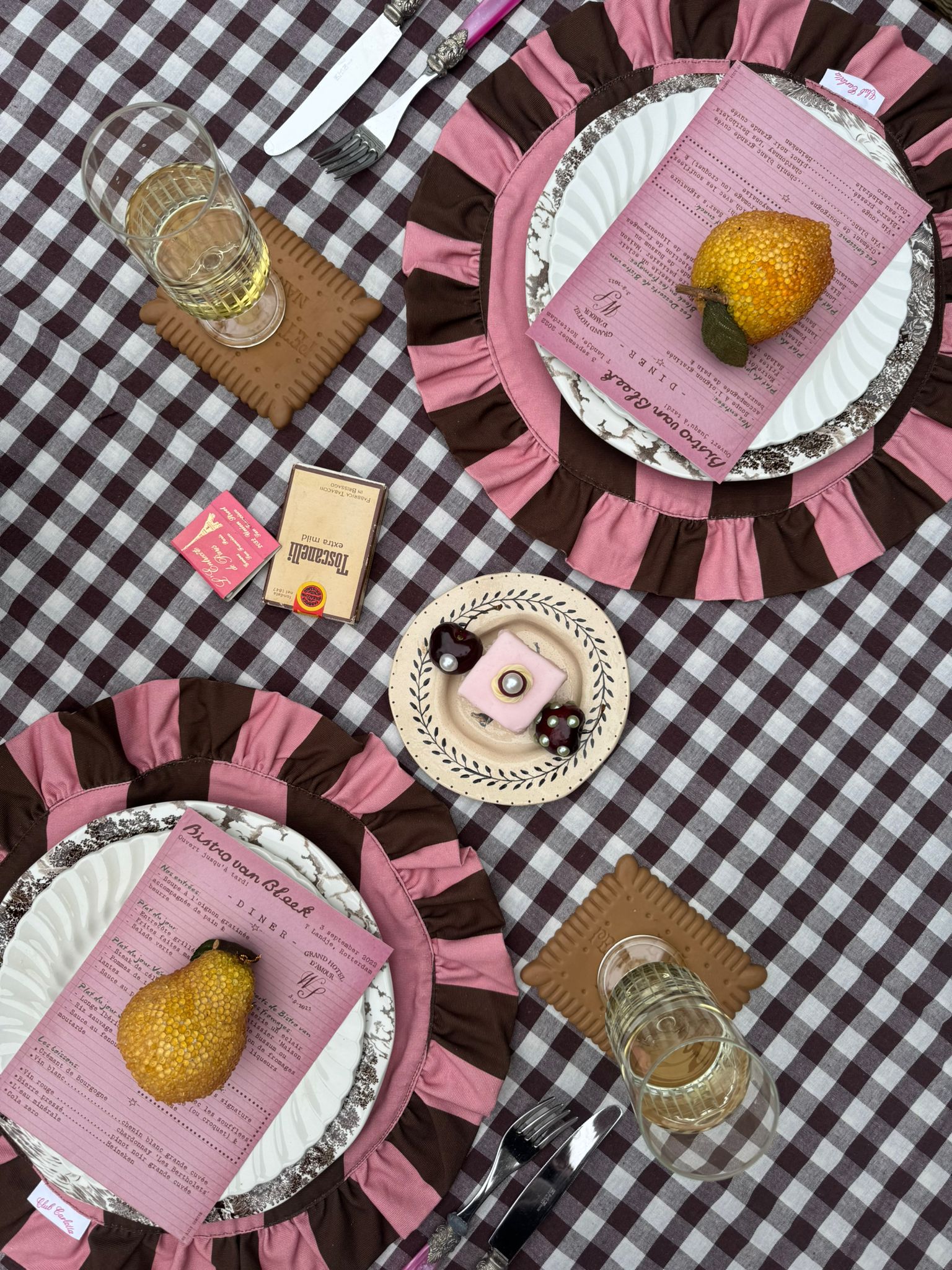 Darcy Placemat Pink/Brown Stripes - set of 2