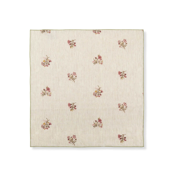 Set of Scarlet Flax & Field Posy Pinstripe Printed Napkins