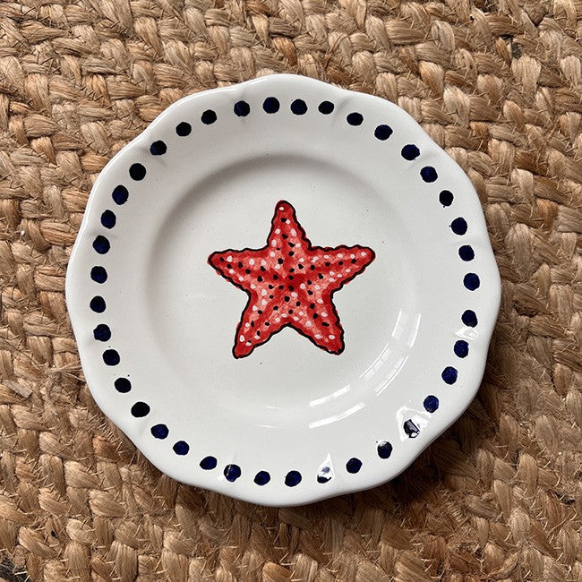 Estate Red Starfish Plate 16cm
