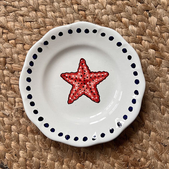 Estate Red Starfish Plate 16cm