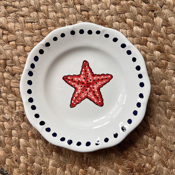 Estate Red Starfish Plate 16cm