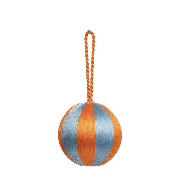 Stripe Baubles M 3" - Orange / Pastel Blue