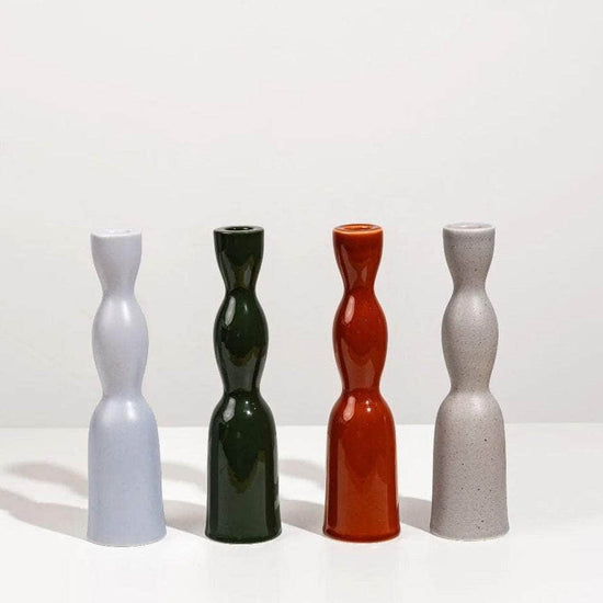 Dark Green Tall Wave Candleholder