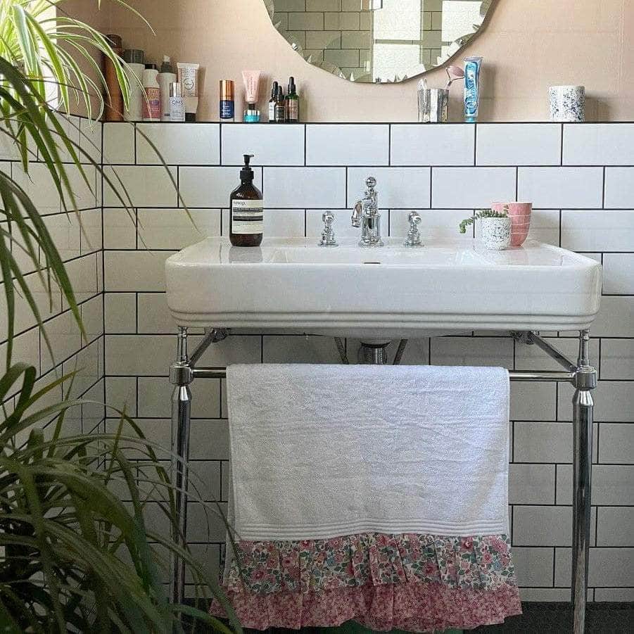 Ruffle Edge Bath Mat Made With Liberty Fabric Betsy & Mitsi Valeria