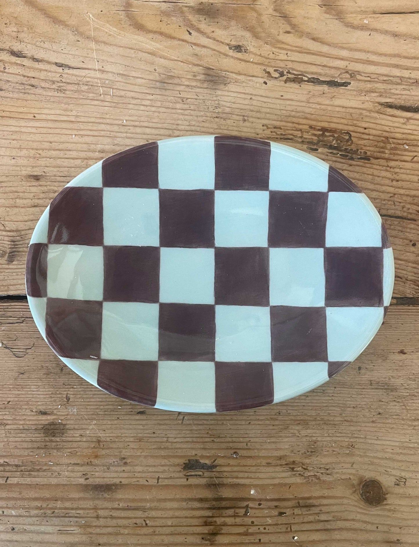 Checkmate Soap Dish, Mint & Mauve