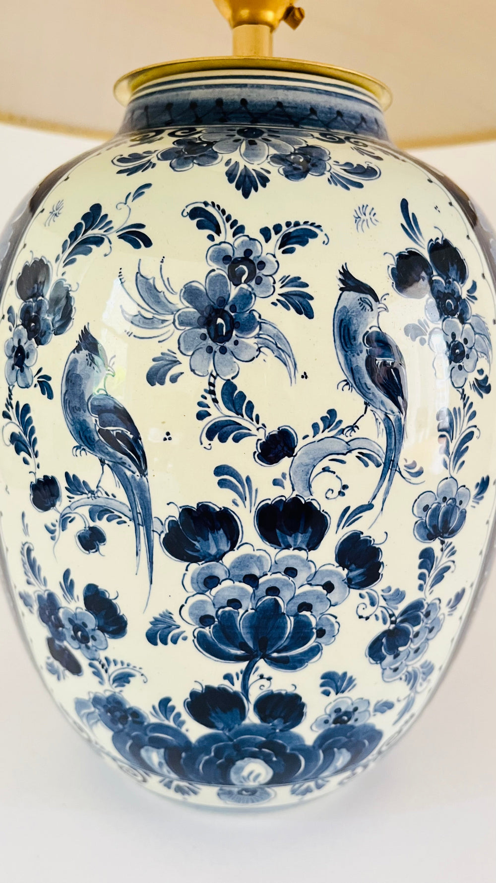 Antique Delft Bird Lamp