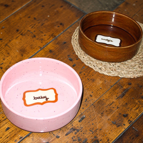 Hand-painted Baby Pink Custom Ceramic Dog Bowl