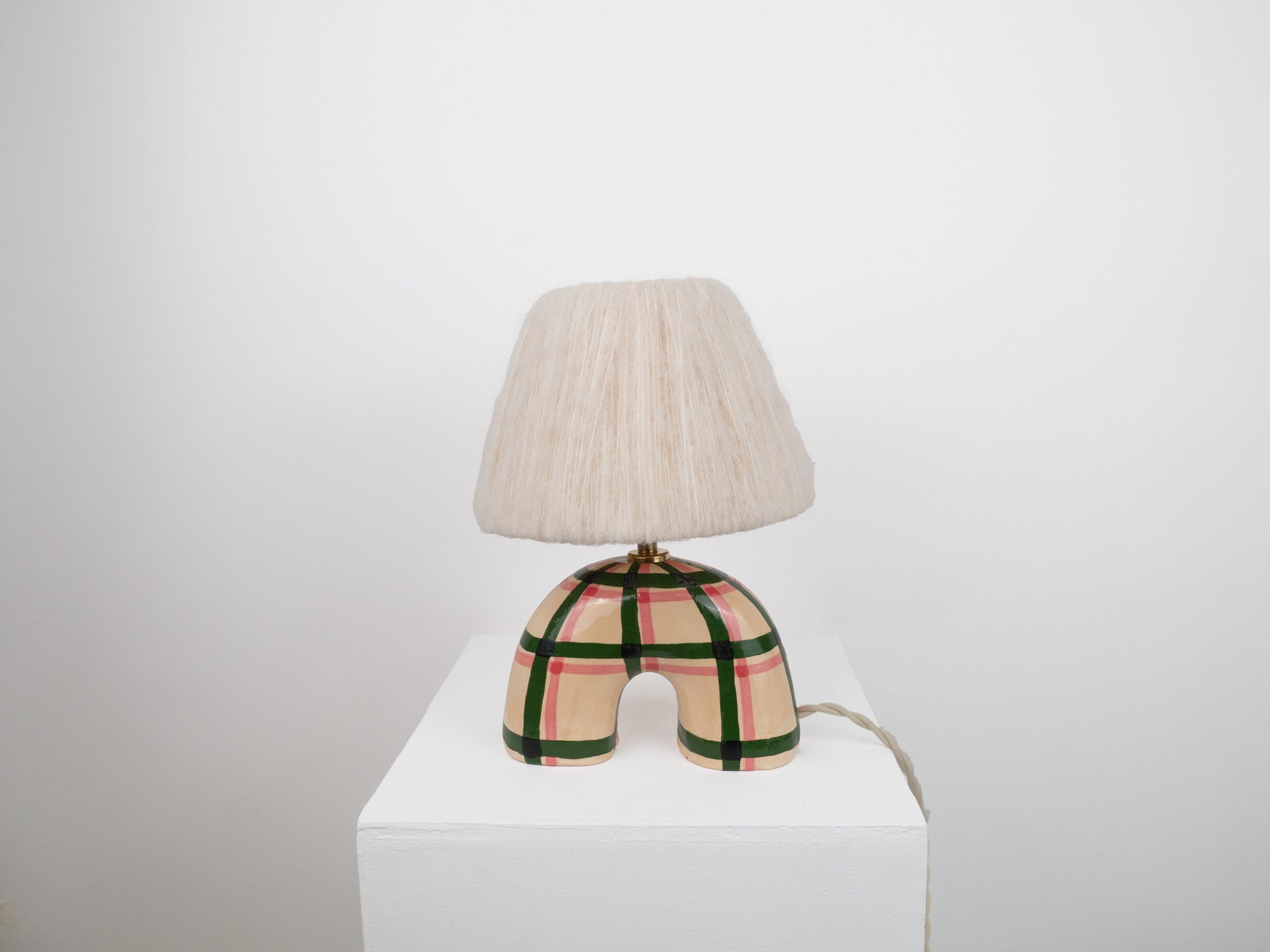 'Me' Table Lamp - Green Gingham