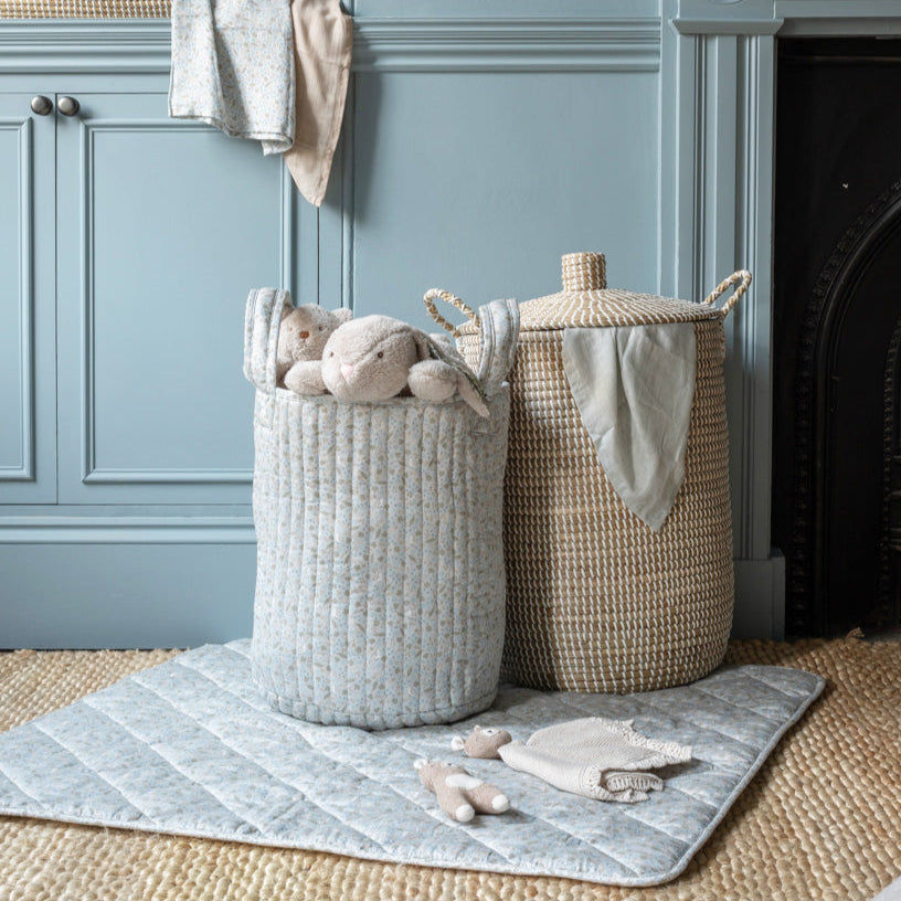 Large Quilted Storage Basket - Nature Trail / Stripe