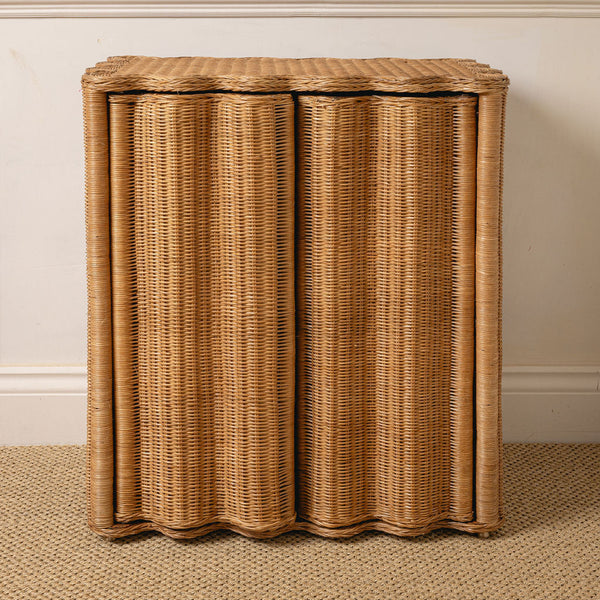 Flute Rattan Side Table, Oak