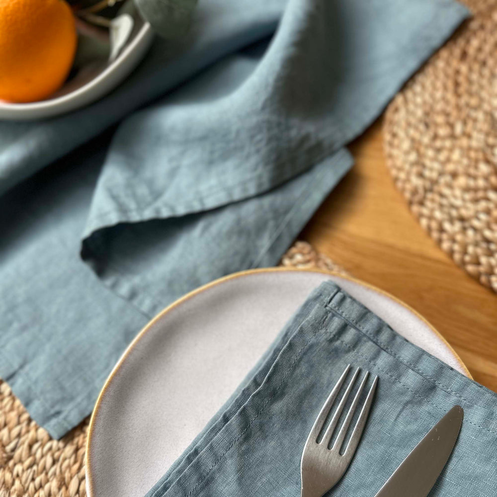 100% Linen Napkins OEKO-TEX® Certified – Duck Egg Blue X2