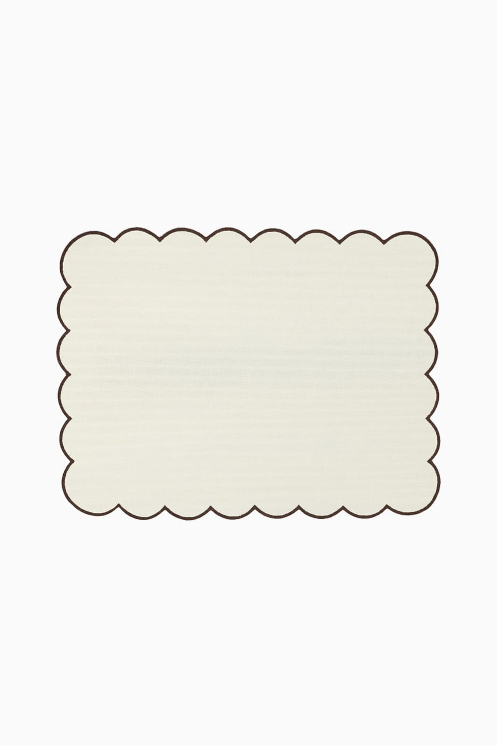 Zero-Waste Scalloped Linen Placemats Off-White/Chocolate - Set of 2