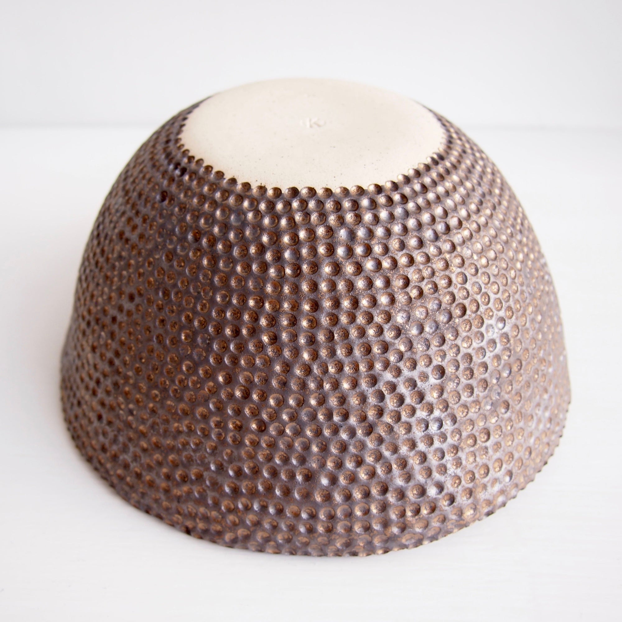 Handmade Large Turquoise and Gold Ceramic Fruit Bowl