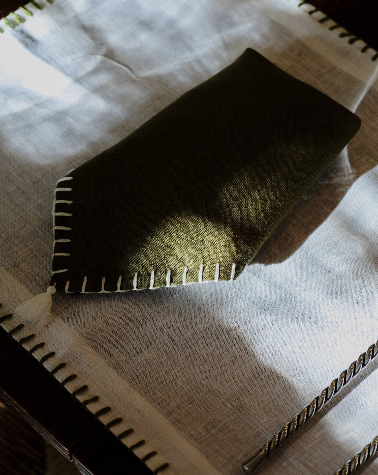 Pair of Linen Napkins with Stitching