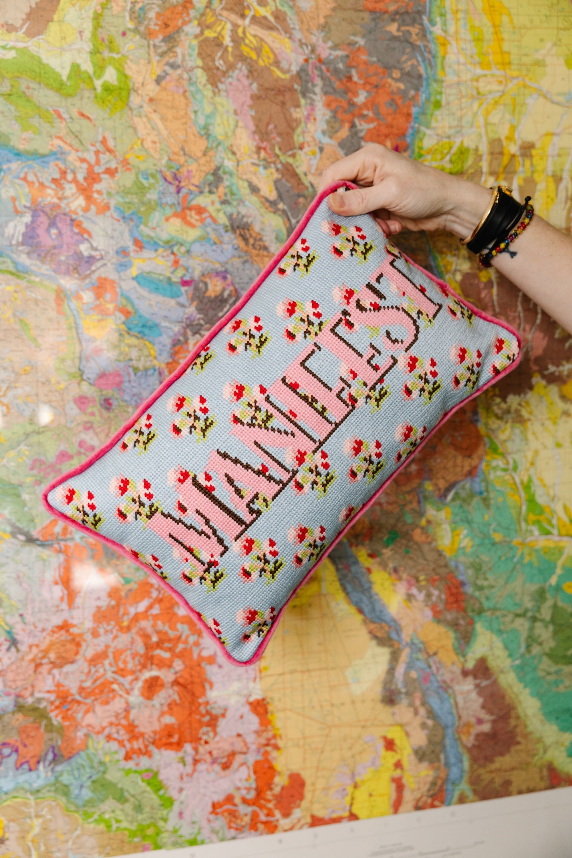 Manifest Needlepoint Pillow