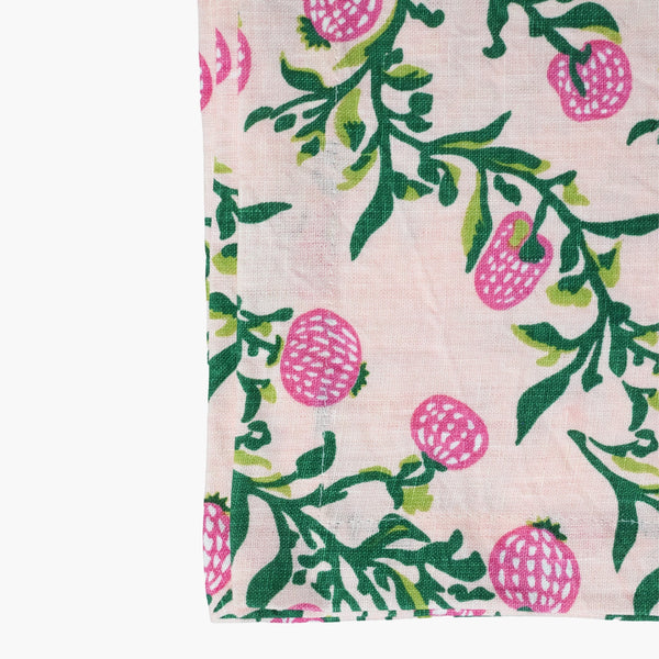 Rasa - Pure Linen Hand-Printed Table Runner - Pastel Pink