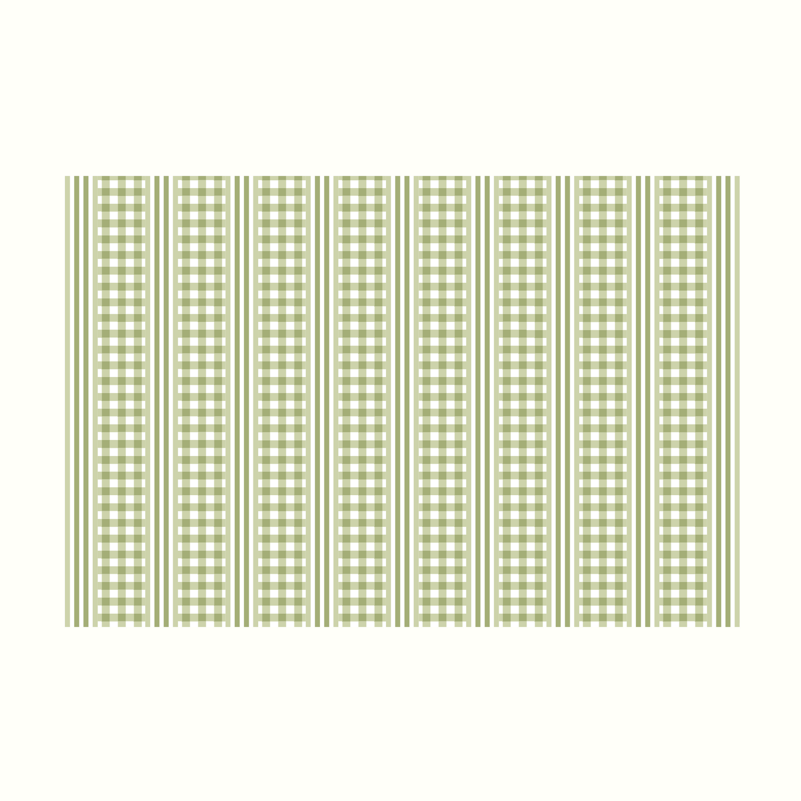 Green Gingham & Stripe Tablecloth