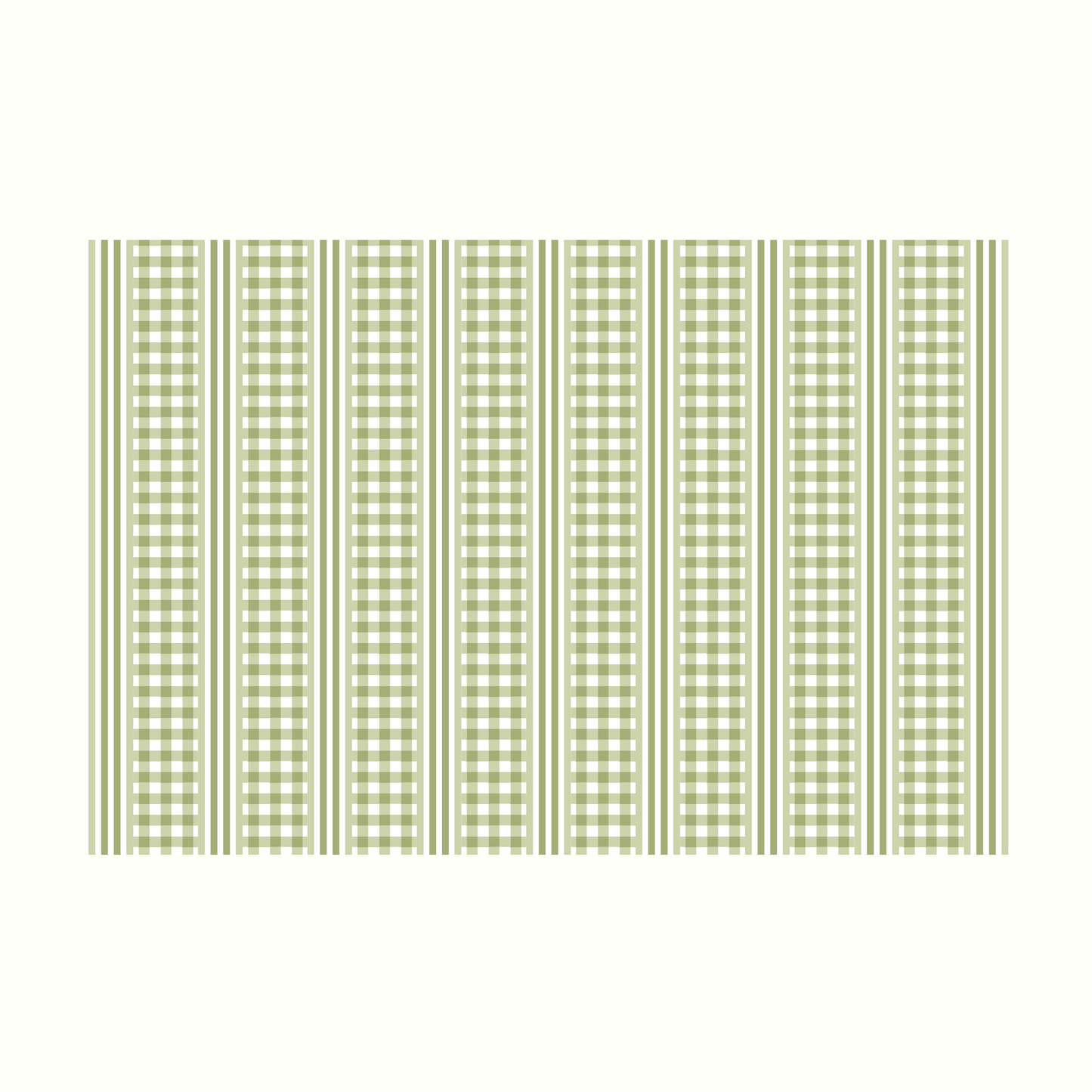 Green Gingham & Stripe Tablecloth