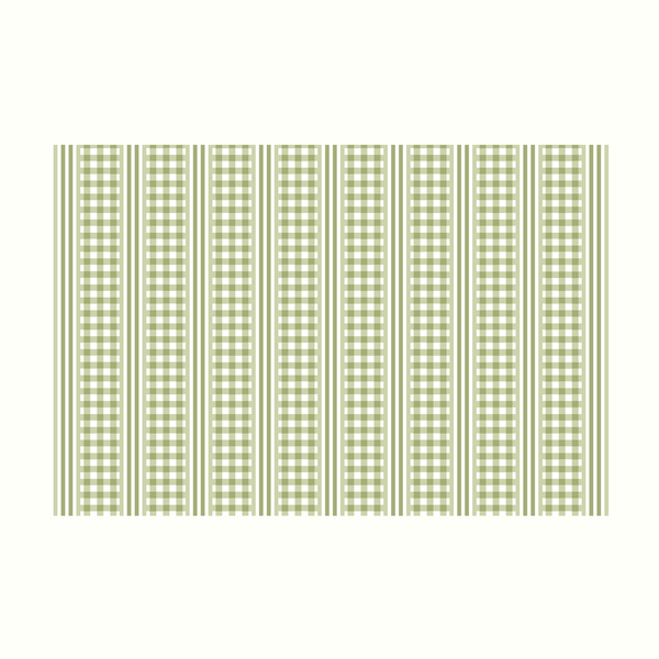 Green Gingham & Stripe Tablecloth
