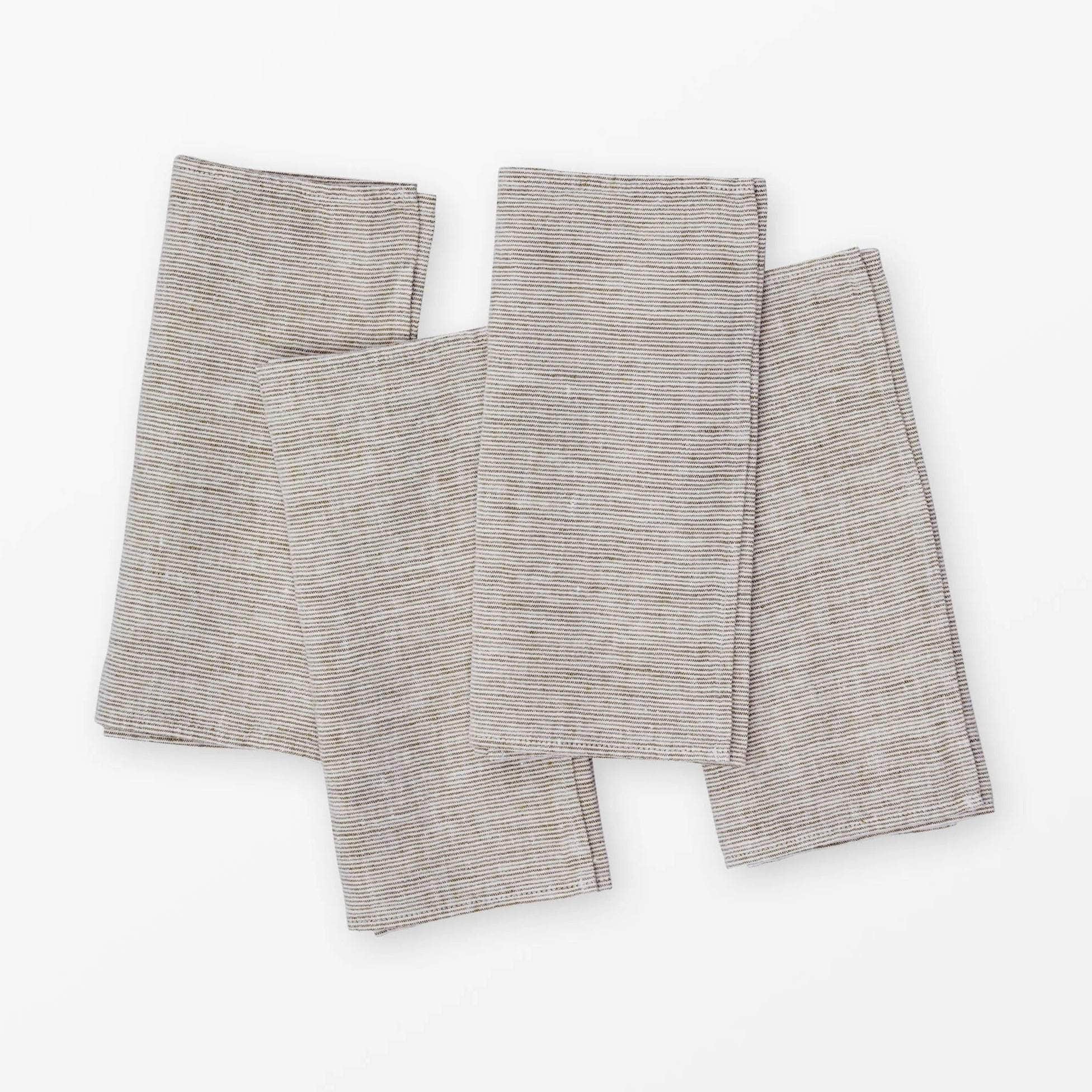Linen Napkin Micro Stripe Brown - Set of 4