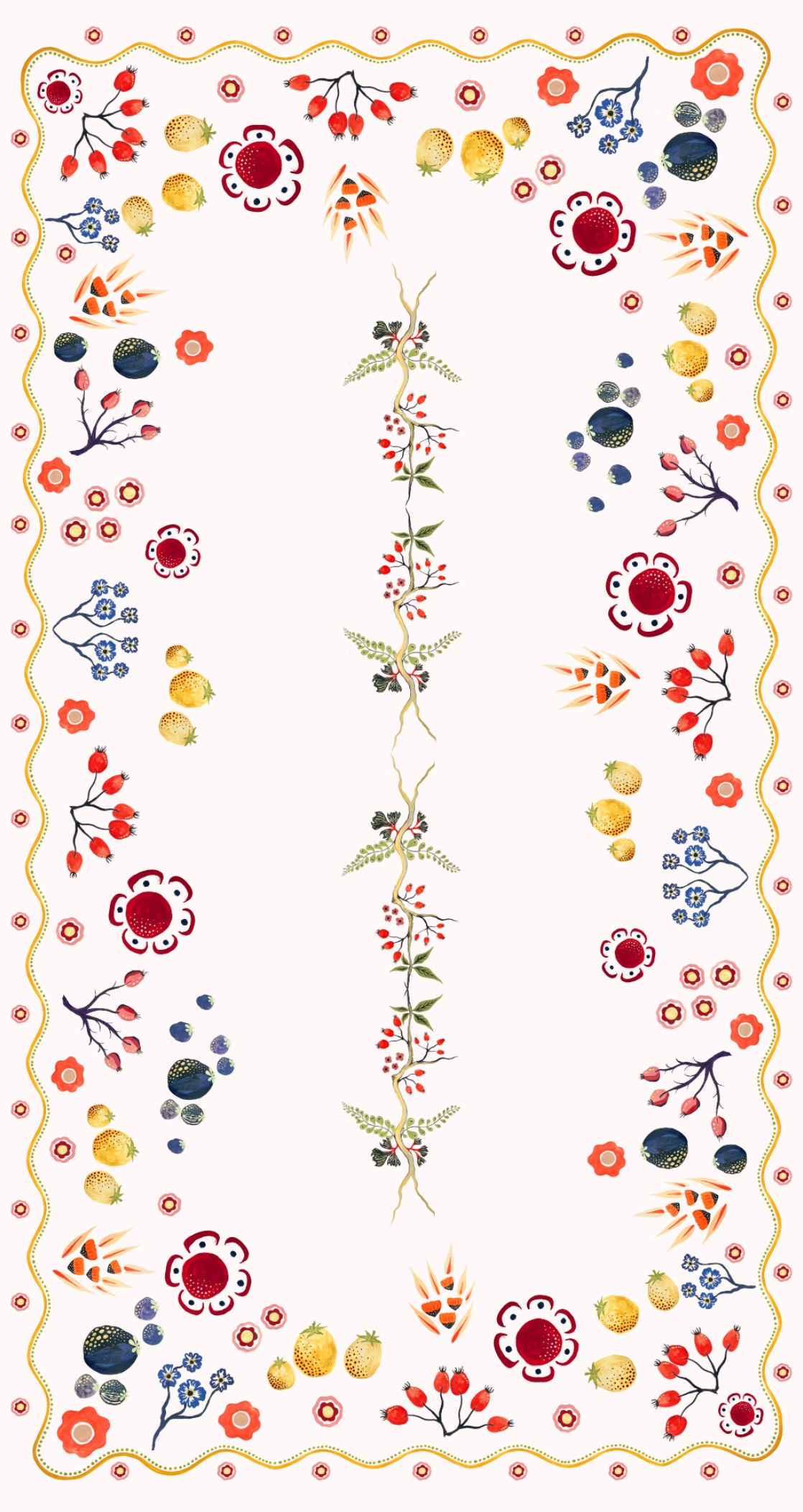 Scalloped Edge Fruits and Flora Table linen
