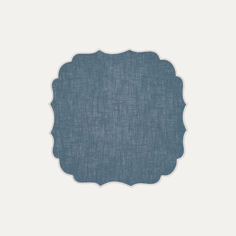 Greta Placemat , Blue with White Stain-resistant