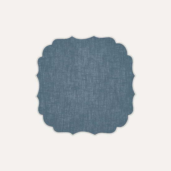 Greta Placemat , Blue with White Stain-resistant