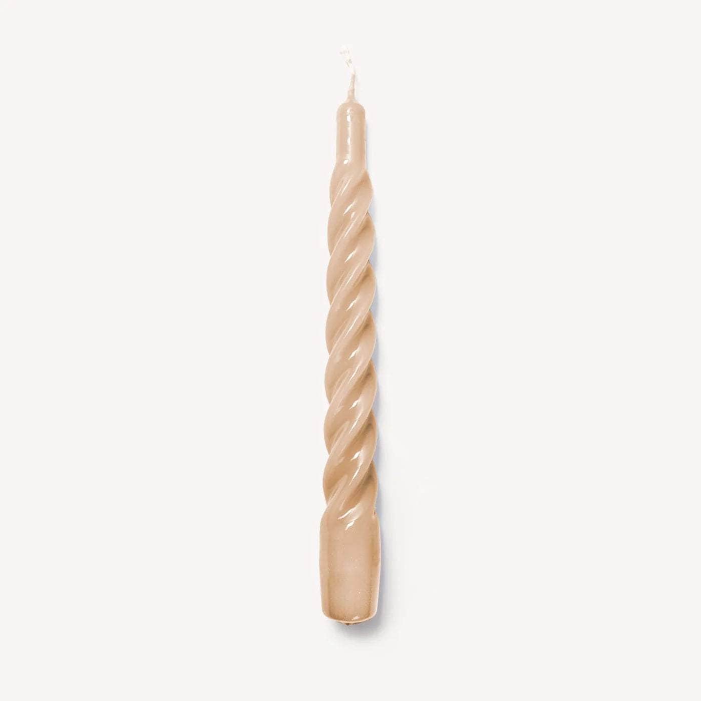 Beige Twisted Gloss Candles - Set of 6