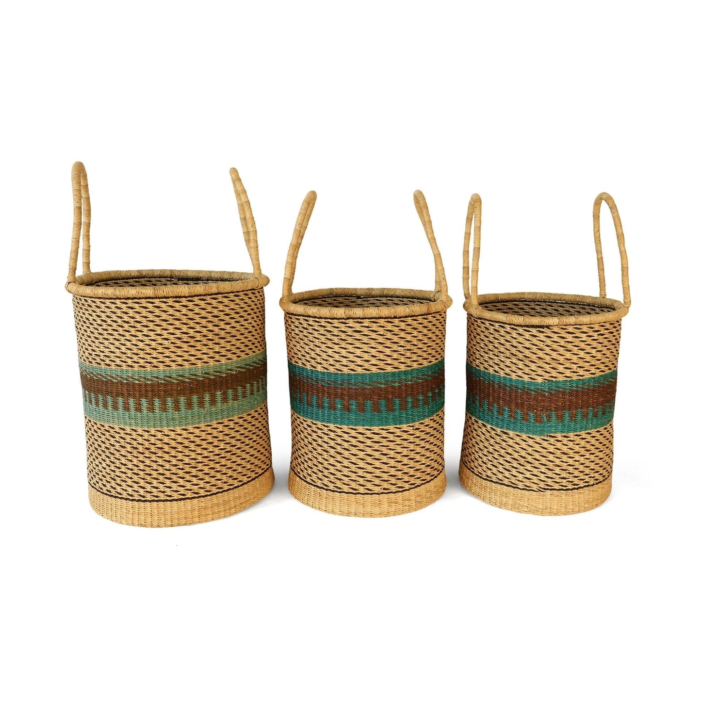 ABENA: Turquoise, Brown, Black Log or Laundry Basket