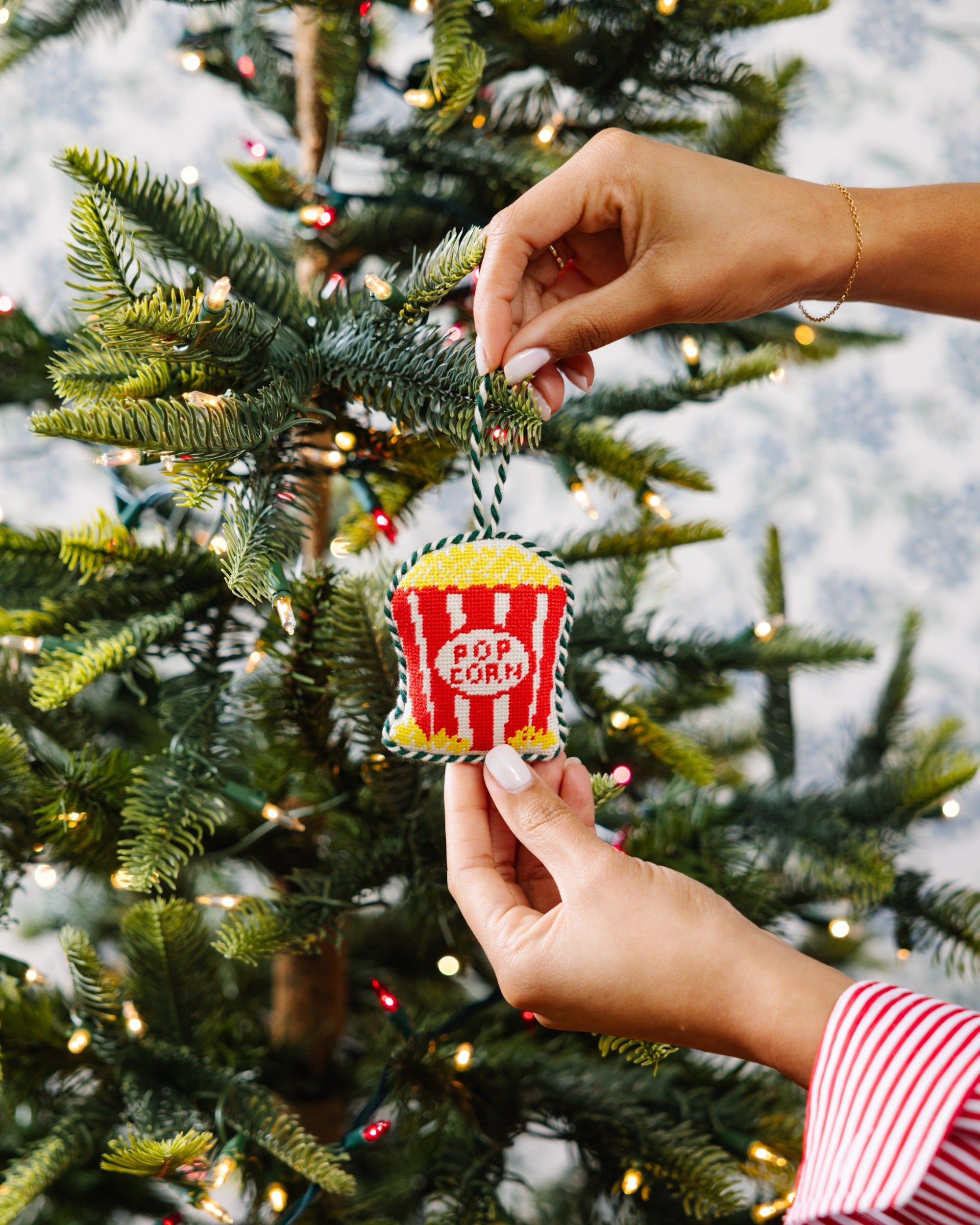 Needlepoint Icon Ornament - Popcorn Bucket