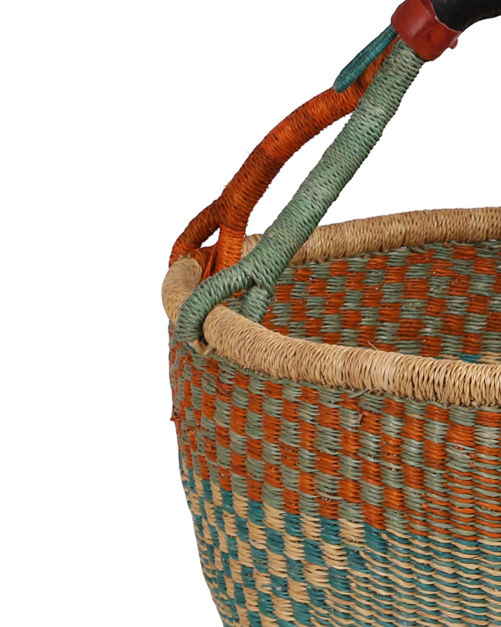 BUBUNE: Turquoise and Orange Market Basket