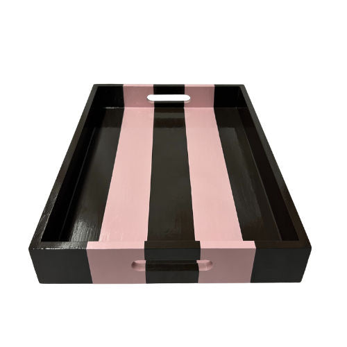 Brown & Pink Striped Coffee Table Tray