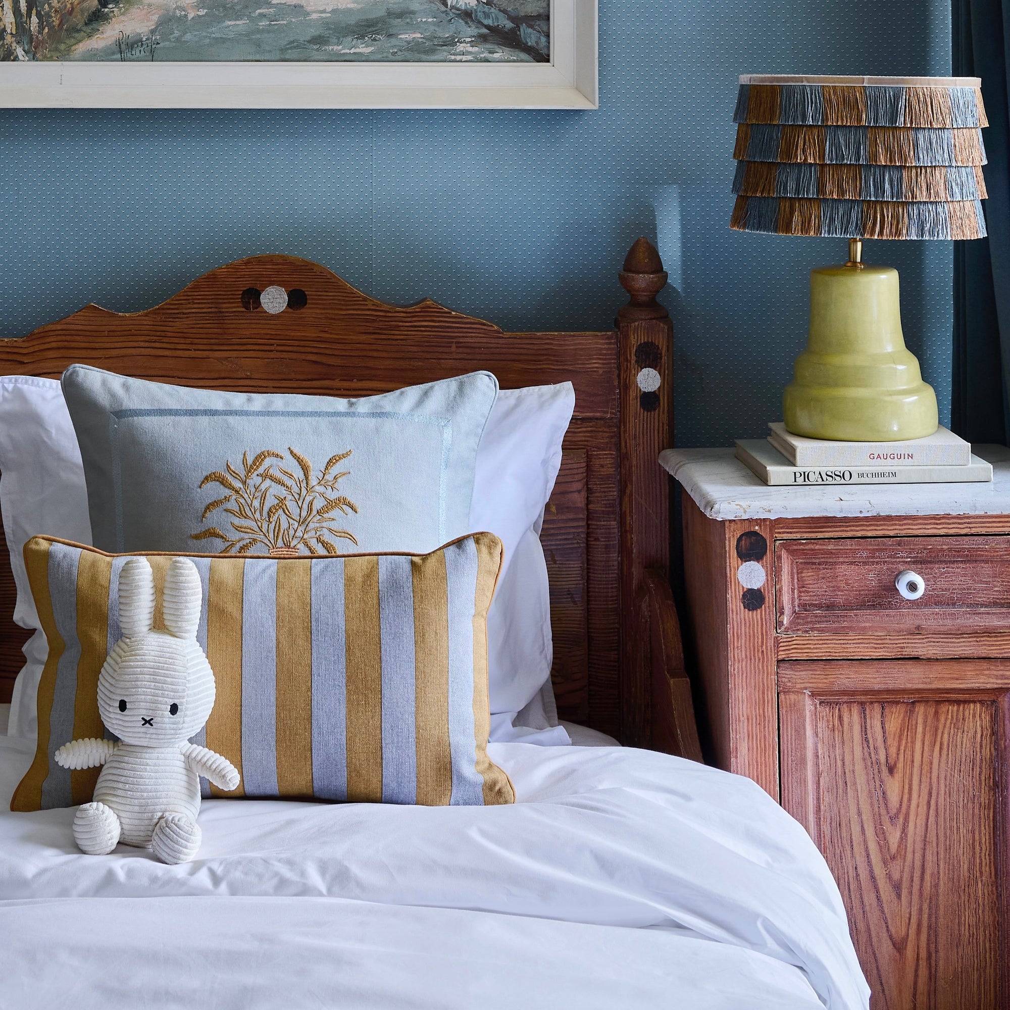 Cushion Rumi Smokey Blue & Caramel