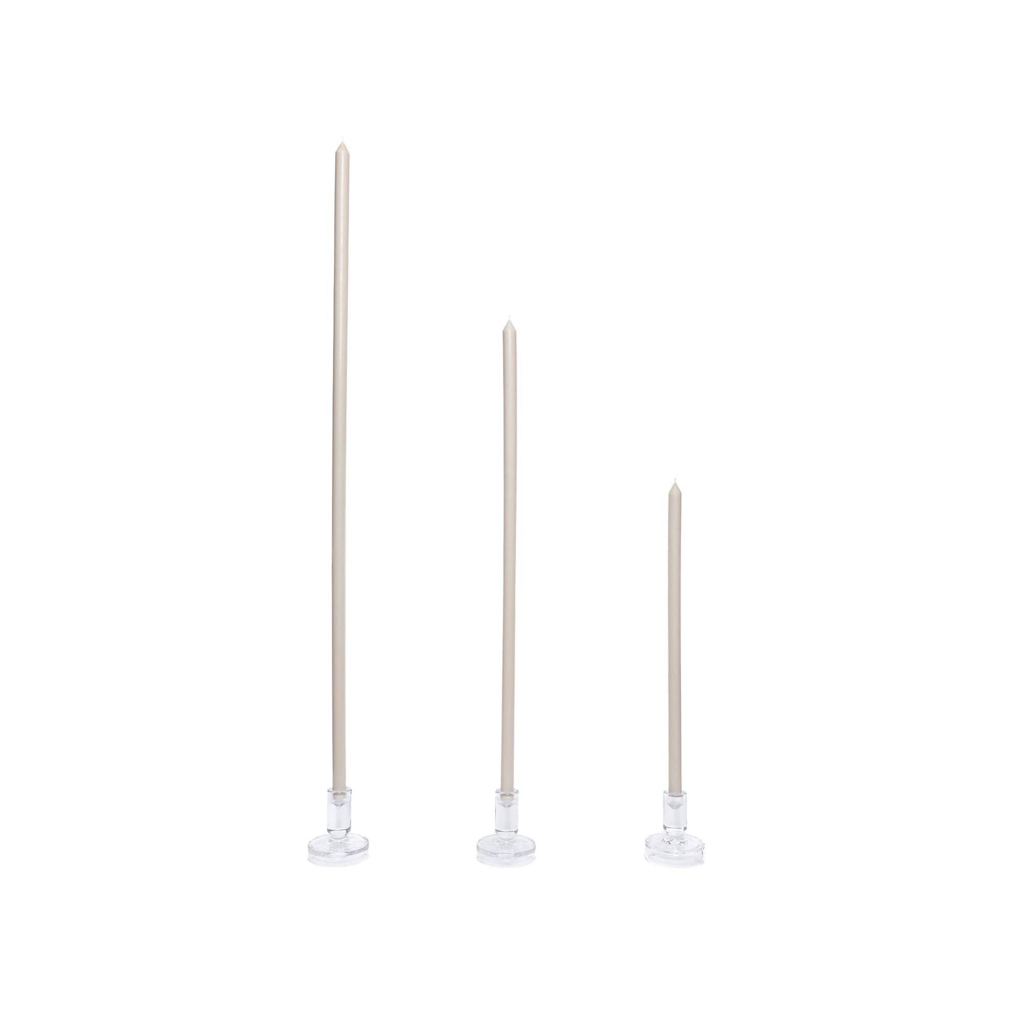 Soft Grey Tapered METRE Candle Pair