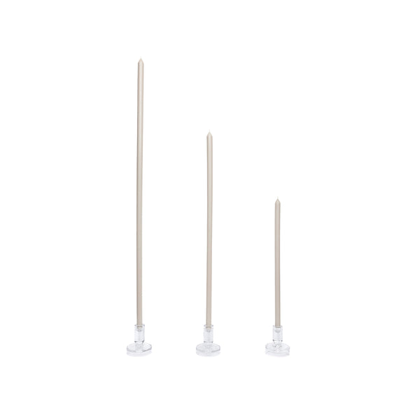 Soft Grey Tapered METRE Candle Pair