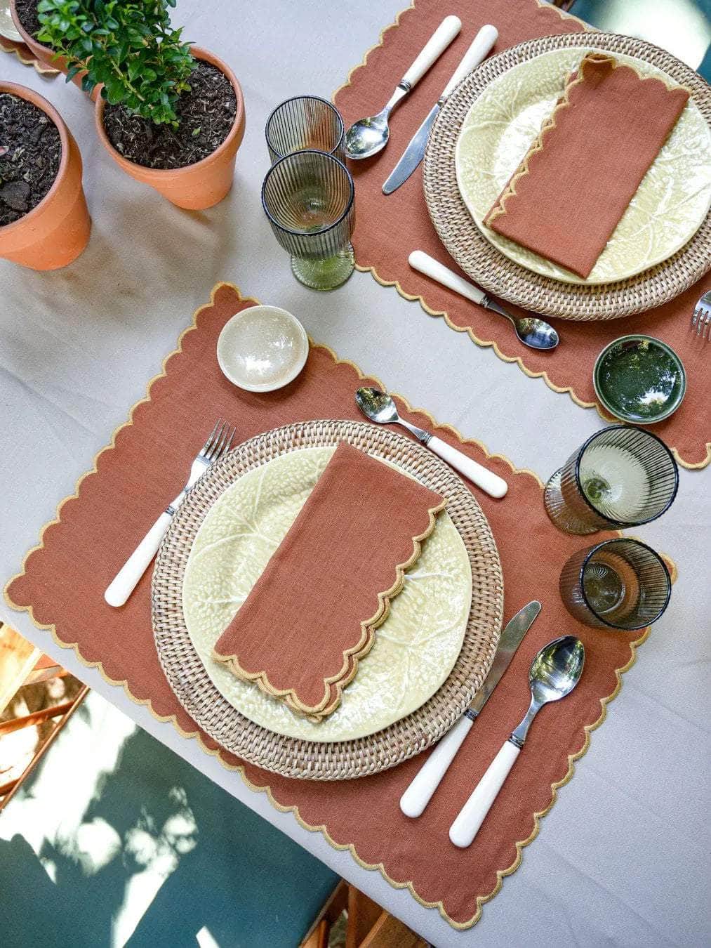 Aurora Placemat, Terracotta with Yellow