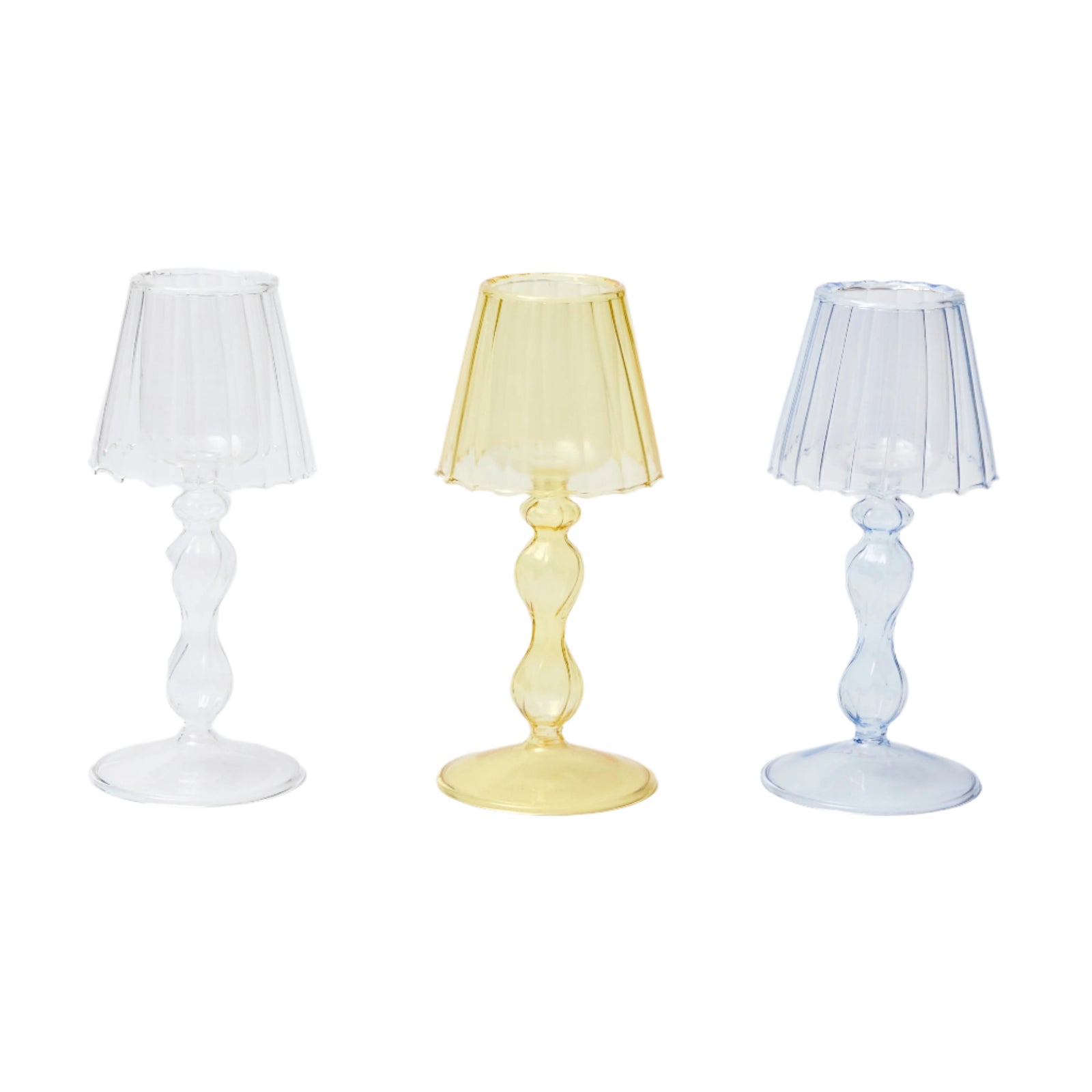 Clear Glass Tea Light Lamps (set of 2)
