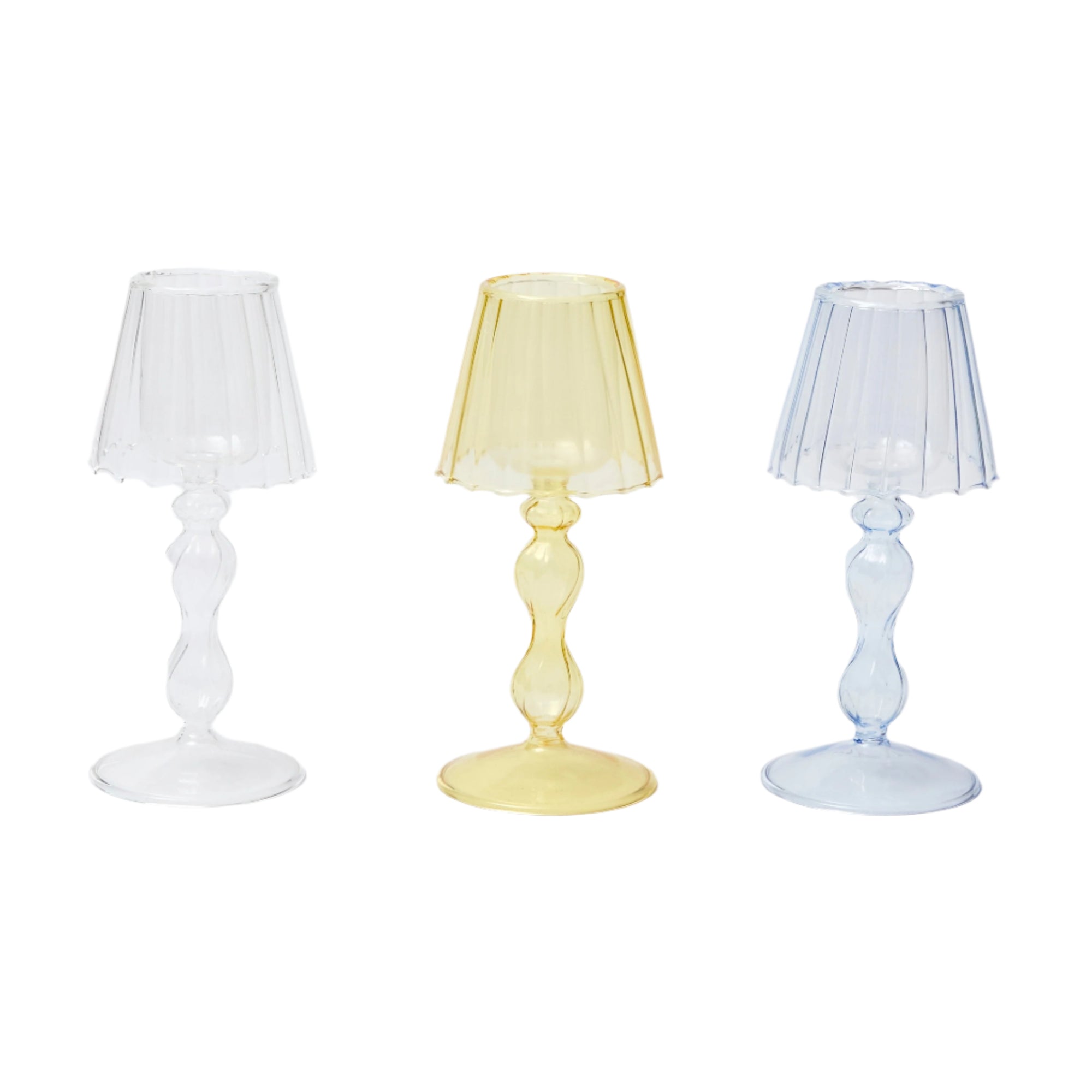Clear Glass Tea Light Lamps (set of 2)
