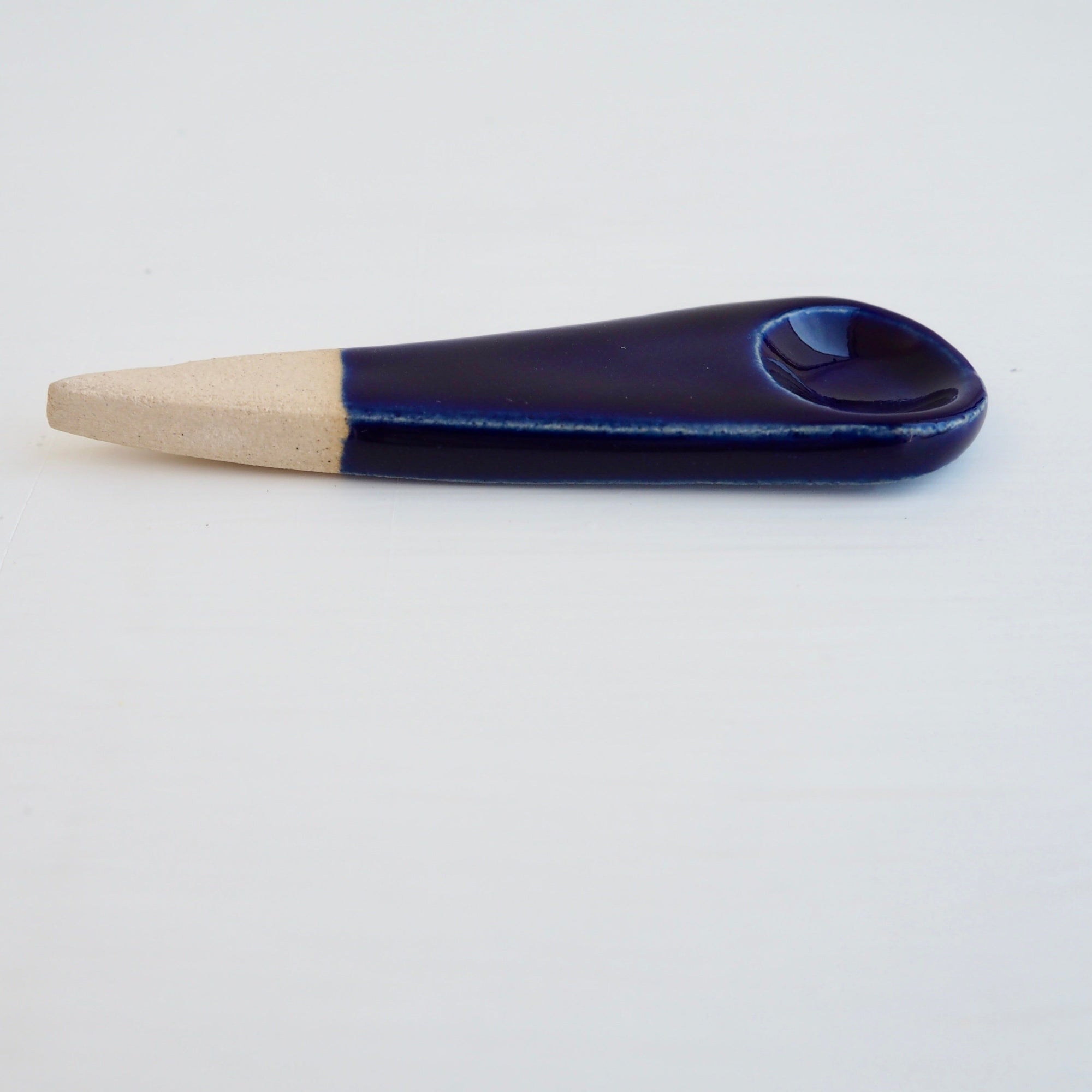 Handmade Mini Royal Blue Gloss Pottery Salt /  Spice Spoon