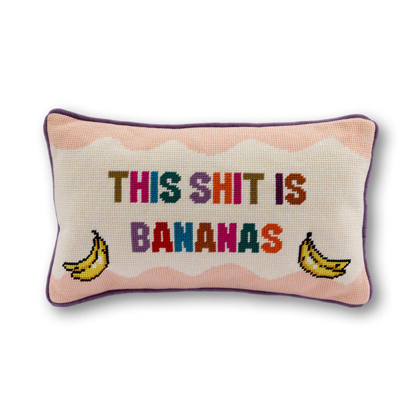 Bananas Needlepoint Pillow