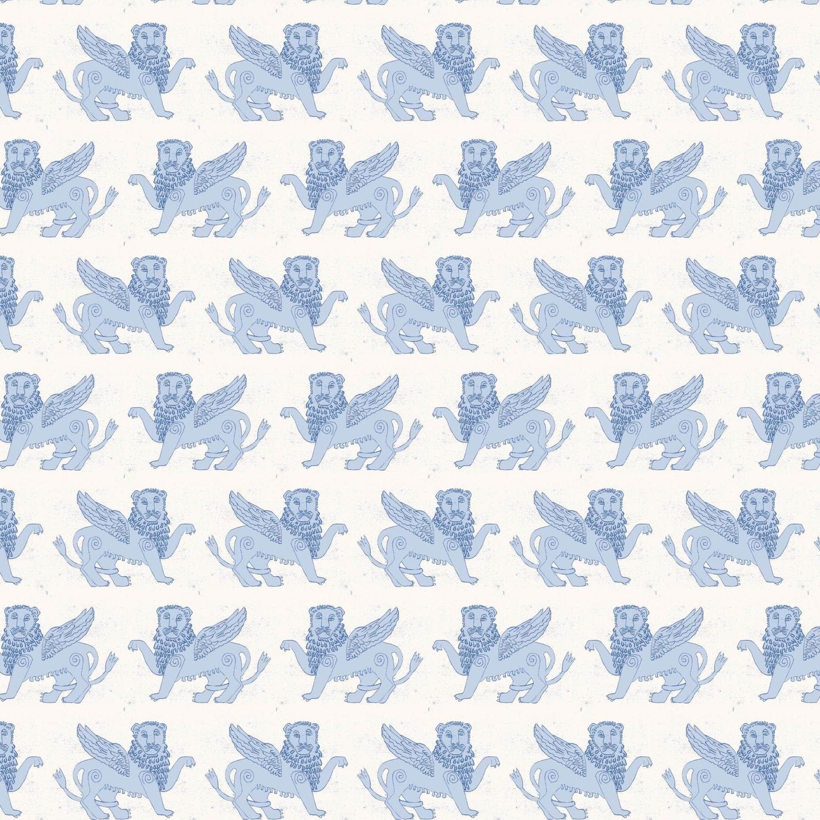Winged Lion Wallpaper - Delft Blue