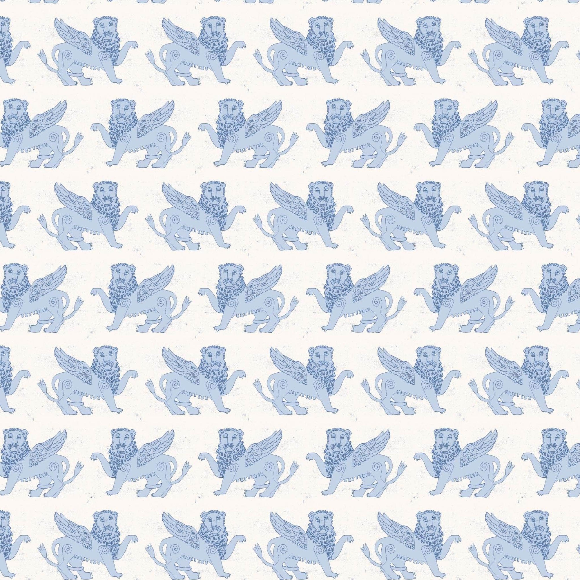 Winged Lion Wallpaper - Delft Blue