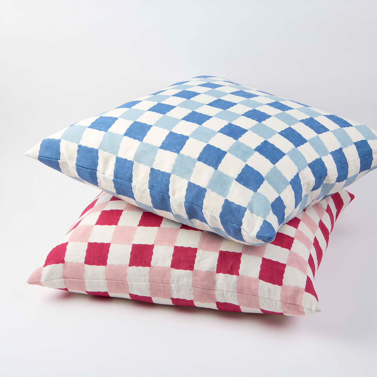 Cushion Chequer Blues 65 x 65 cm